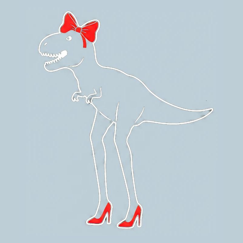 Dino Diva avec des talons hauts rouges