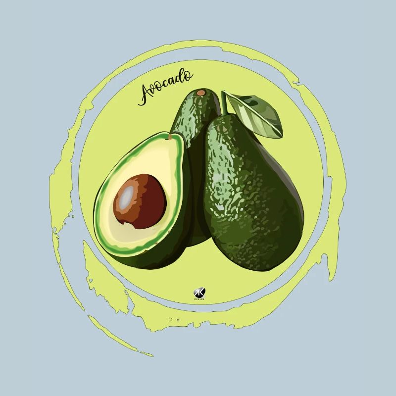 Avocado illustration in a circle