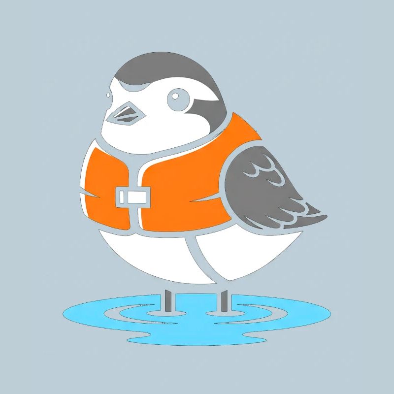 Bird with Life Jacket Cartoon