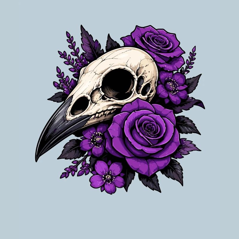 Violettes Schädel Rosen Design