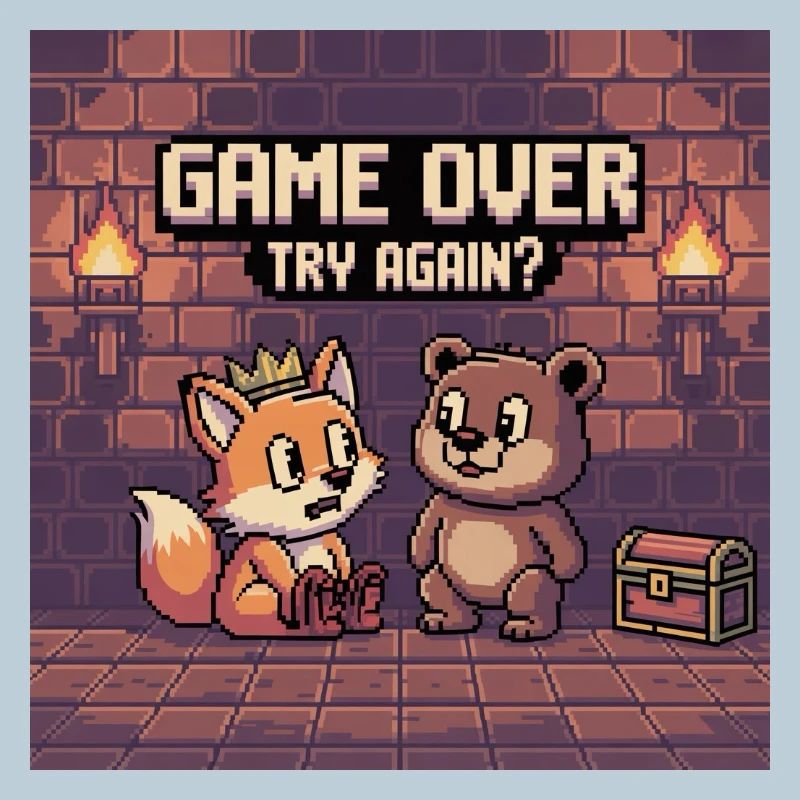 Pixel Art Game Over Scène pour animaux de compagnie