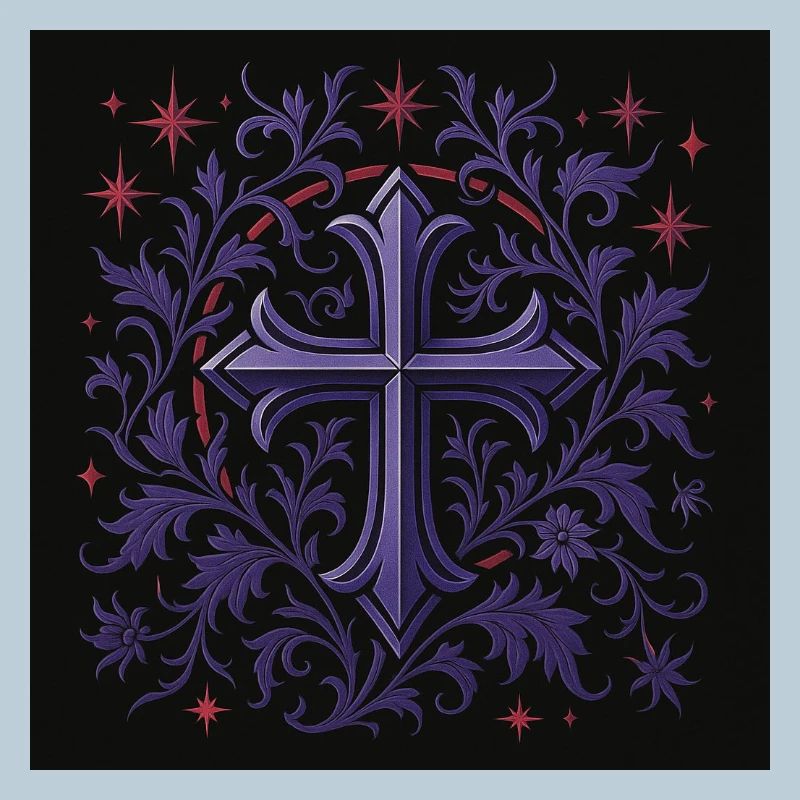 Lavender Gothic Cross Floral Design