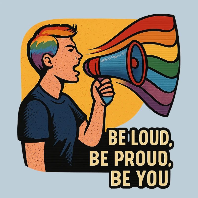 LGBTQ Rainbow Megaphone Illustration
