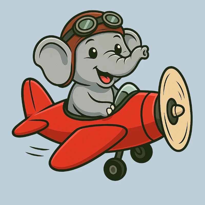 Mignon pilote d’éléphant dans l’avion