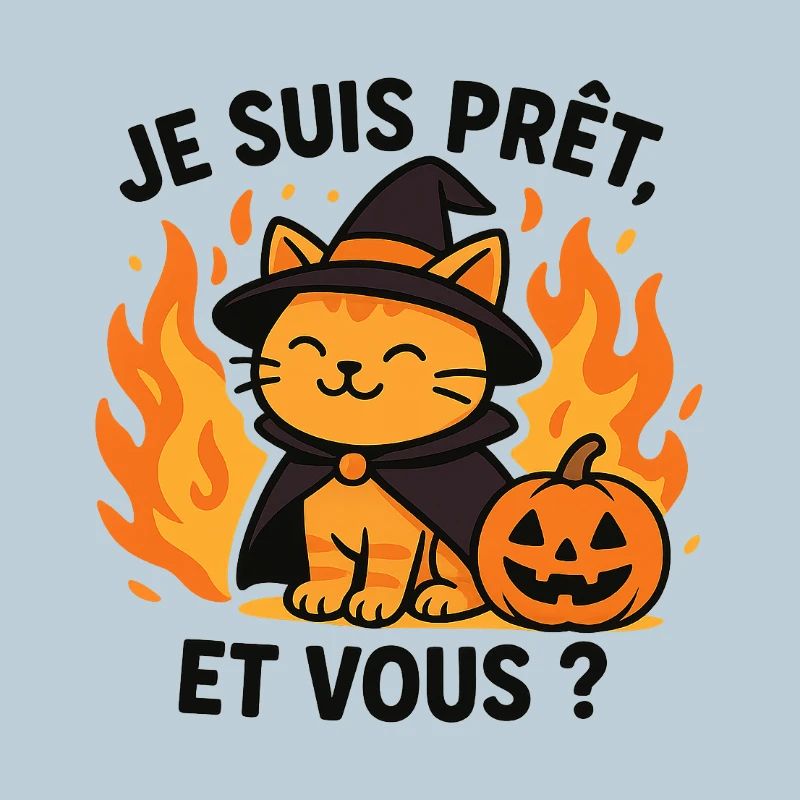 Chat sorcier Halloween prêt
