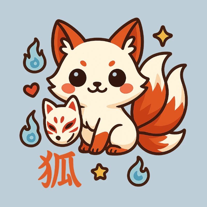 Kitsune Feu Ami Dessin Animé
