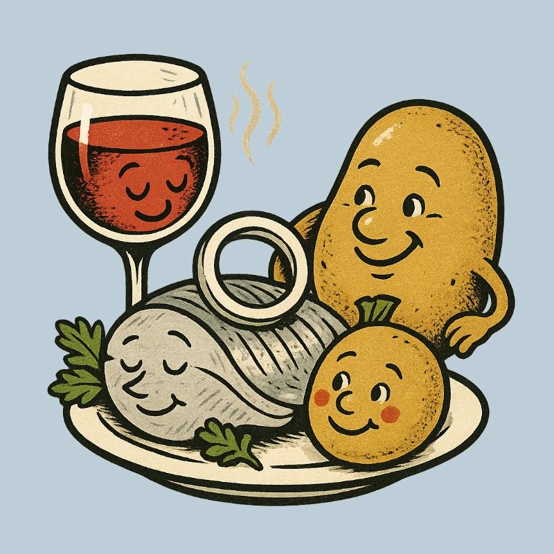 Selödka (herring pickled) wine and jacket potato
