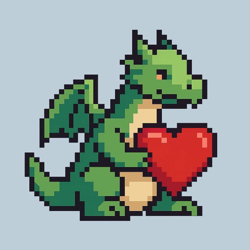 Pixeldrache mit Herz