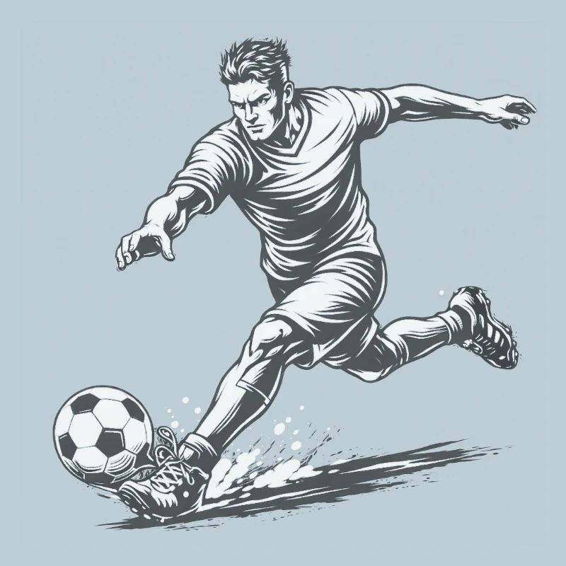 Dynamischer Fußballer im Comic Stil