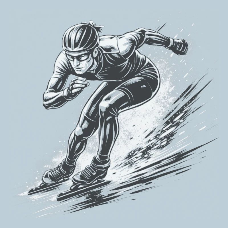 Speed skaters in full dynamics