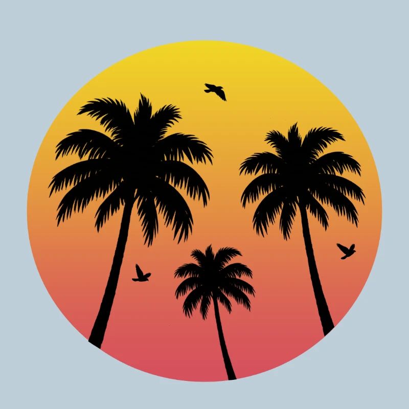 Sunset Palm Tree Beach