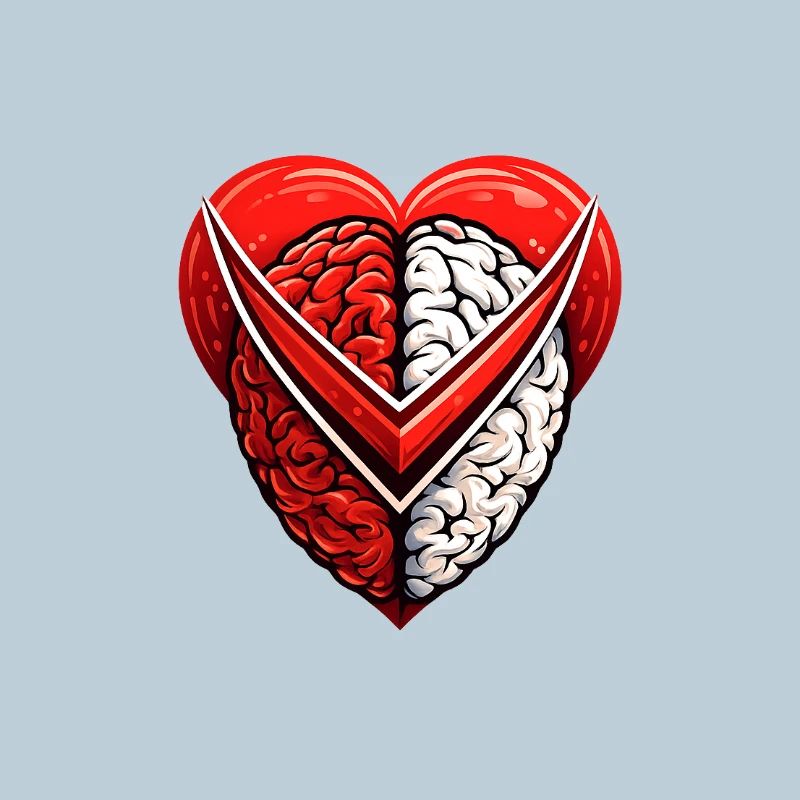 Split Heart Brain Emblem