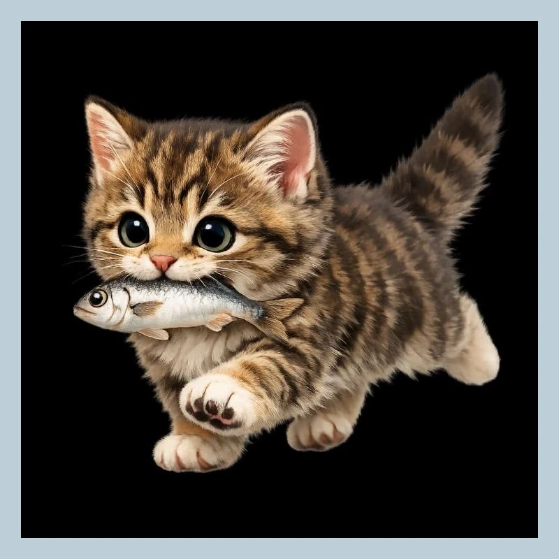 kitten has caught a fish
