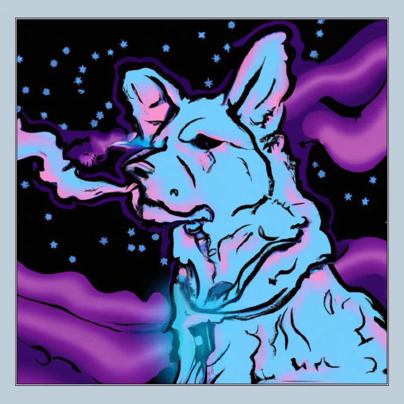 Vaping dog in space.