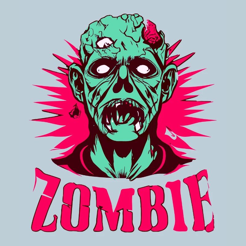 Neon Zombie Head Pop Art