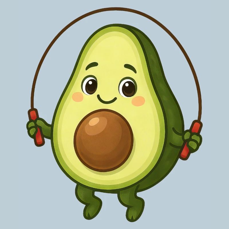 Corde à sauter de sport de dessin animé d’avocat mignon