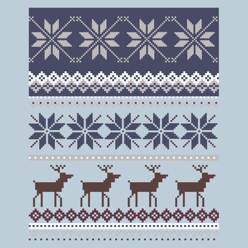 Winter Reindeer and Snowflakes Pattern