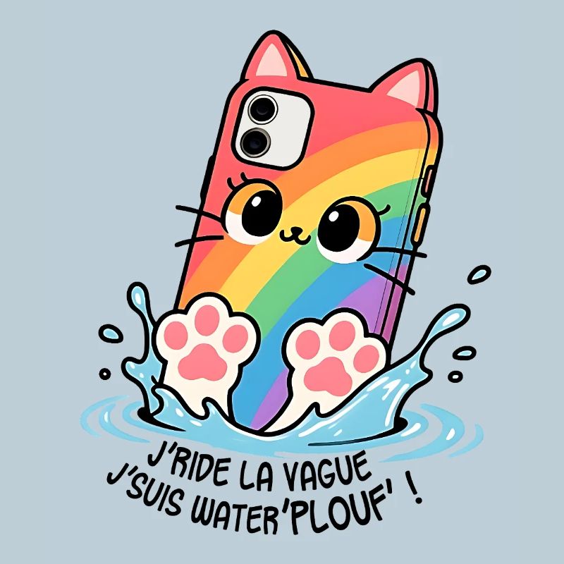 Téléphone mobile chat waterplouf !