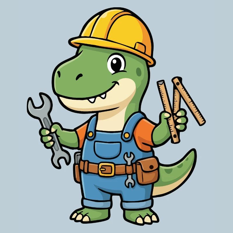 Dino construction worker with tools