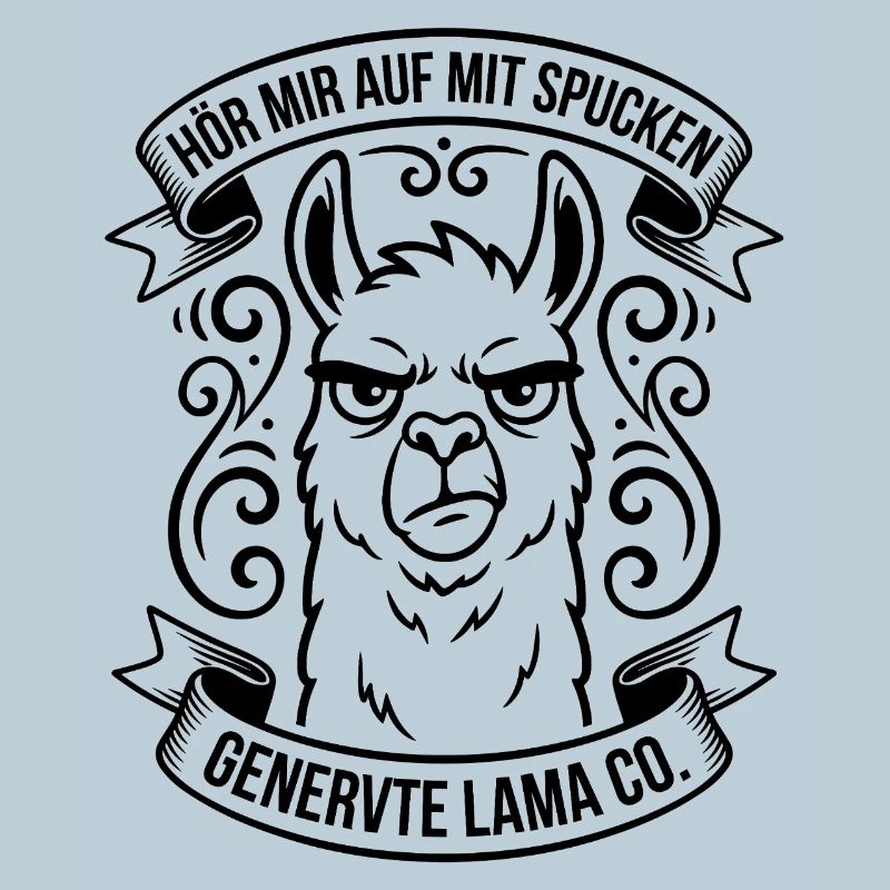 Genervtes Lama mit Spruch