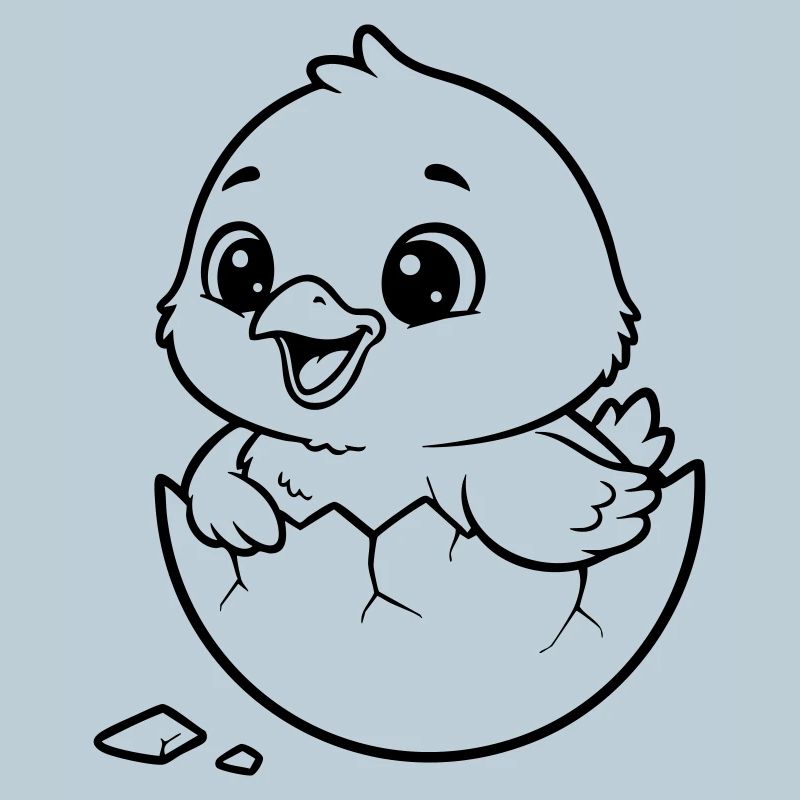 Cute Chick Hatching from Egg