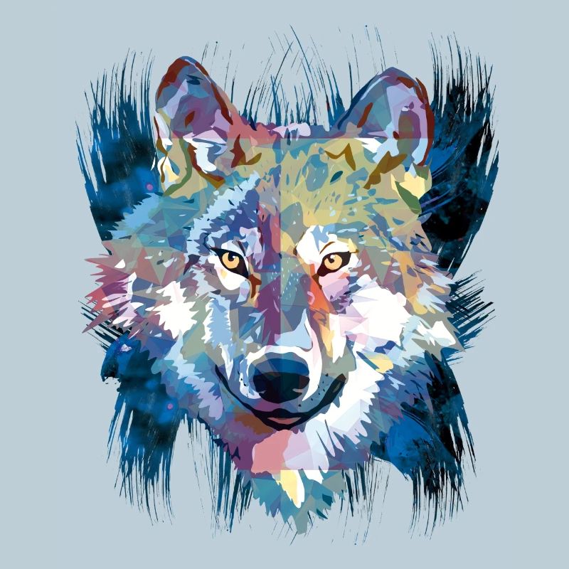 Polygon Wolf - Beautiful grey wolf in blue
