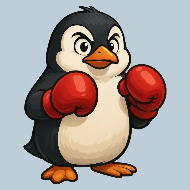 Cool pingouin boxer se bat dans la conception de dessin animé