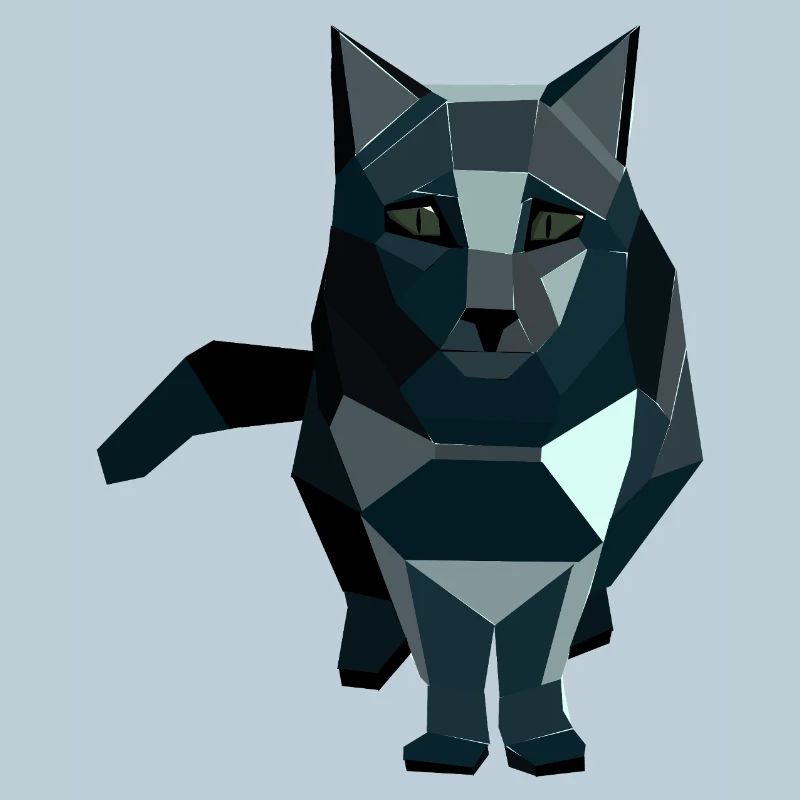 Chat géométrique de style obsidienne