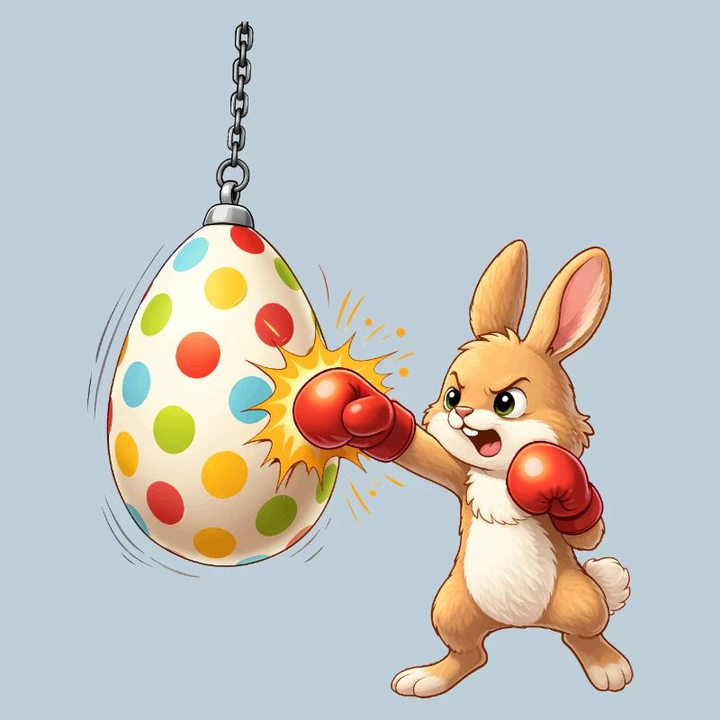Boxing Easter Bunny with Easter Egg Punching Bag
