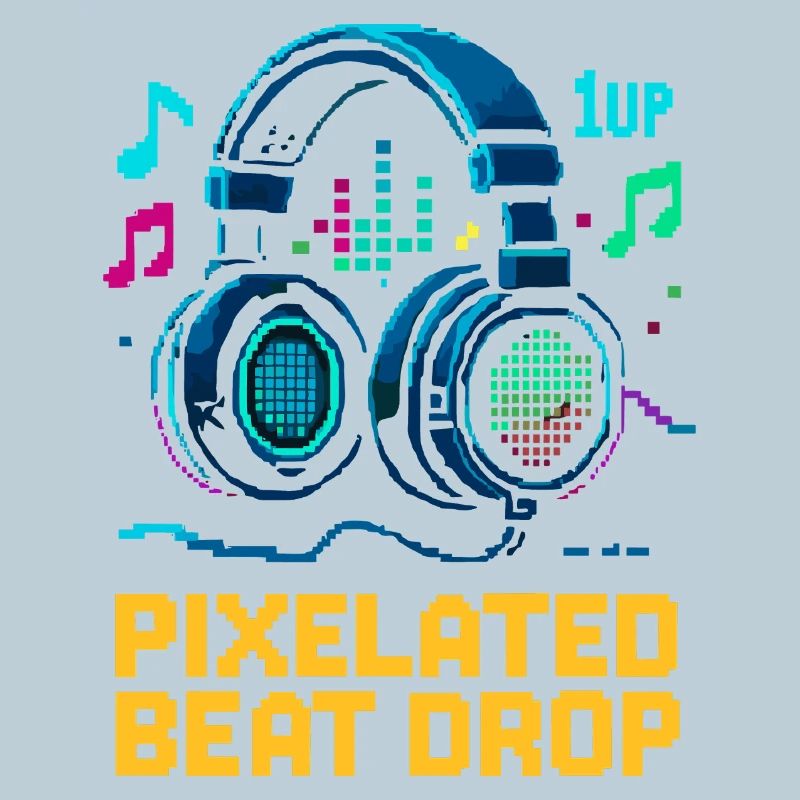 PIXELATED BEAT DROP Retro Pixel Kopfhörer 1UP