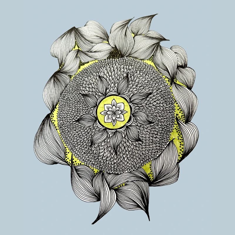 Mandala Flower Magic Yellow Accent