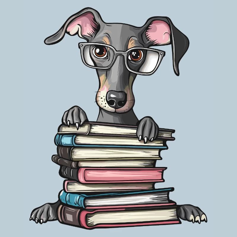Süßes Windhund-Lesebuch mit Brille