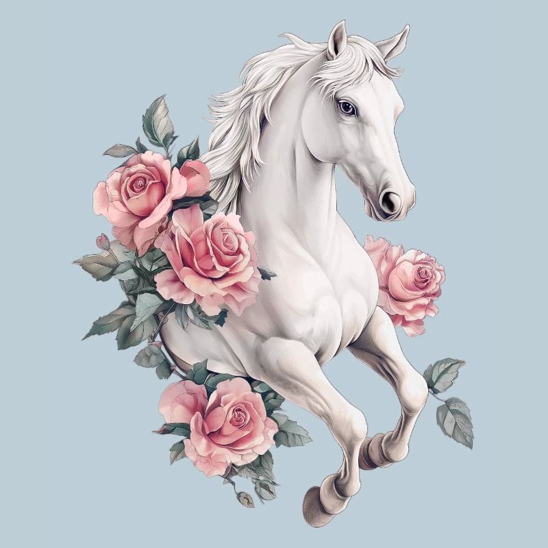 Pferd mit Rosen