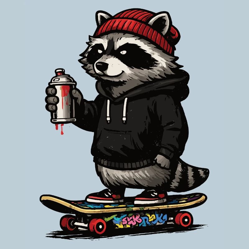 Waschbär Skate Graffiti