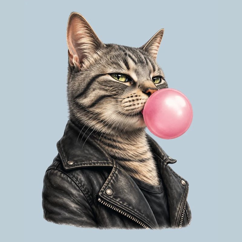 Cool cat with leather jacket