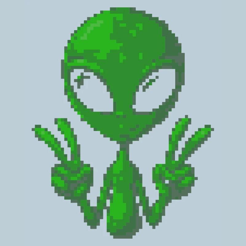 Pixel Alien Friedenszeichen