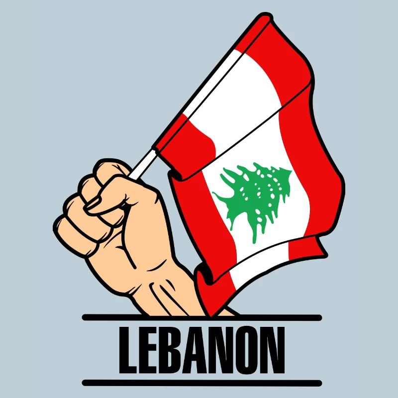 Drapeau Liban poing texte LIBAN