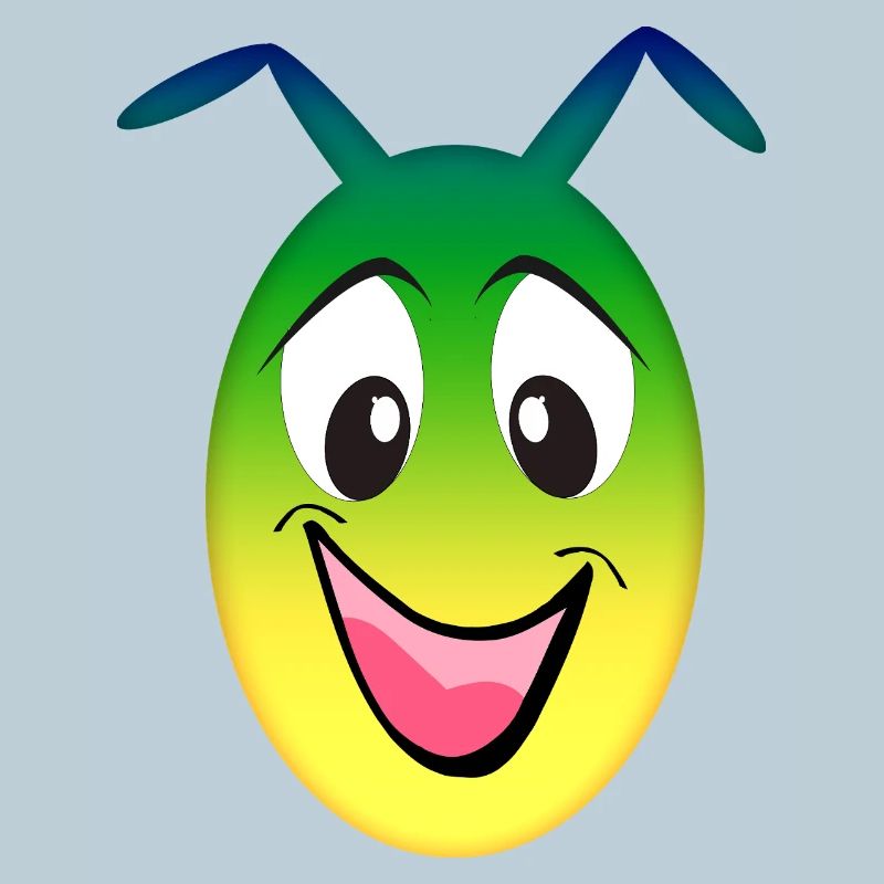 Rainbow Alien Cheerful Face
