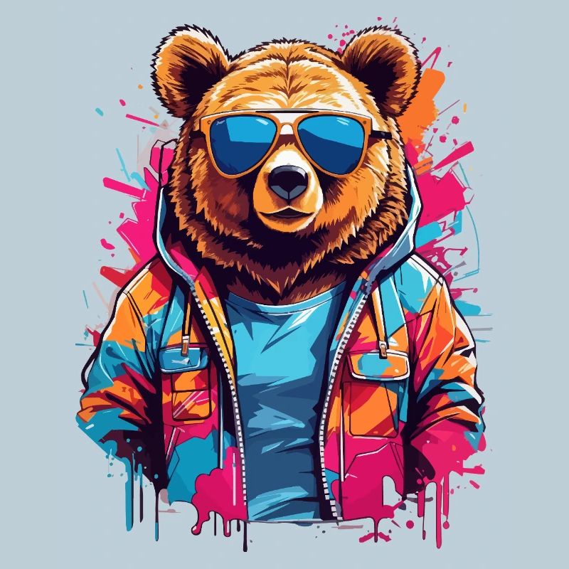 Ours néon dans un sweat à capuche coloré