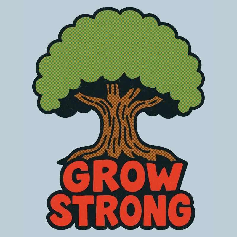 Grow Strong Tree Retro-Logo