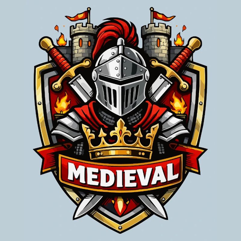 Blason médiéval du chevalier Couronne du château