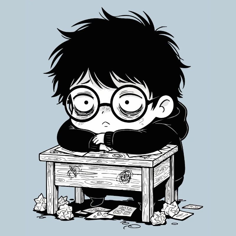 Étudiant Burnout Bureau Regard Vide