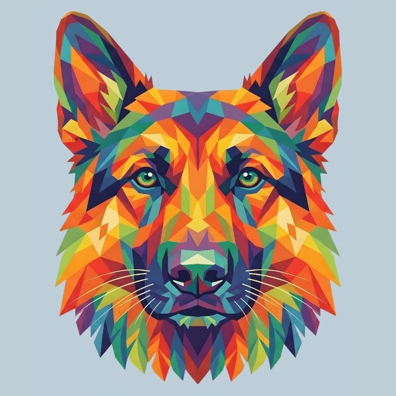Colorful Geometric German Shepherd Pop Art