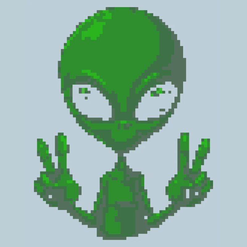 Pixel Alien Friedenszeichen-Tee