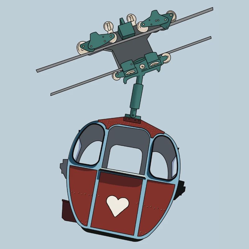 Cable Car Gondola - Red Heart