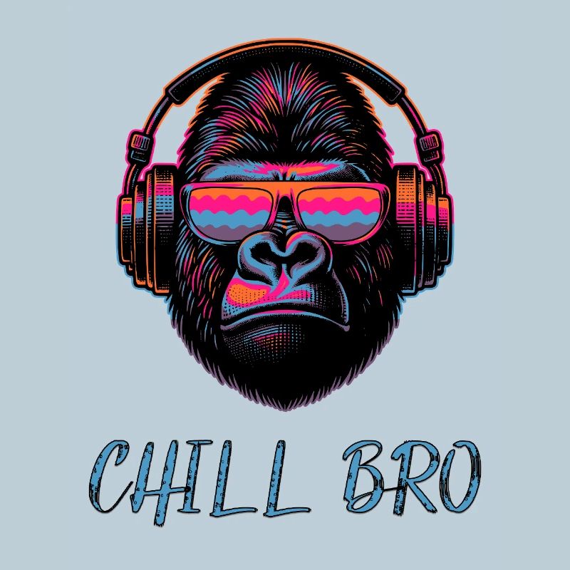 CHILL BRO - Cooler Affe mit Sonnenbrille Kopfhörer