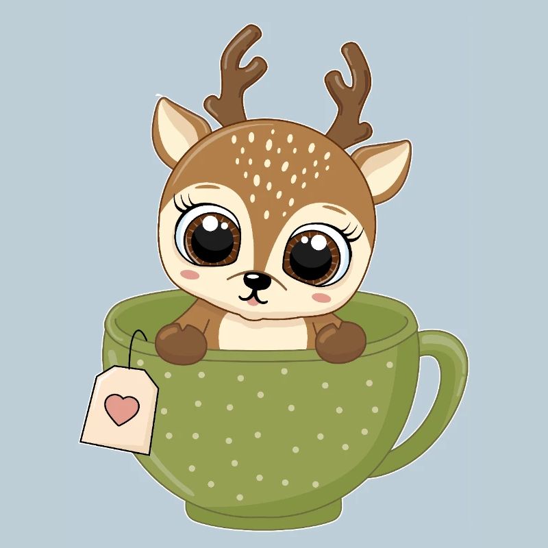 Fawn in Tea Mug Funny Forest Tea Drinker