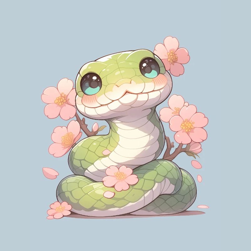 Kawaii Snake Sakura - Année du Chibi du Serpent