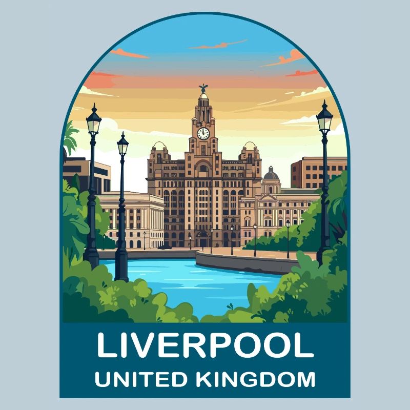 Illustration du front de mer de Liverpool Skyline au Royaume-Uni