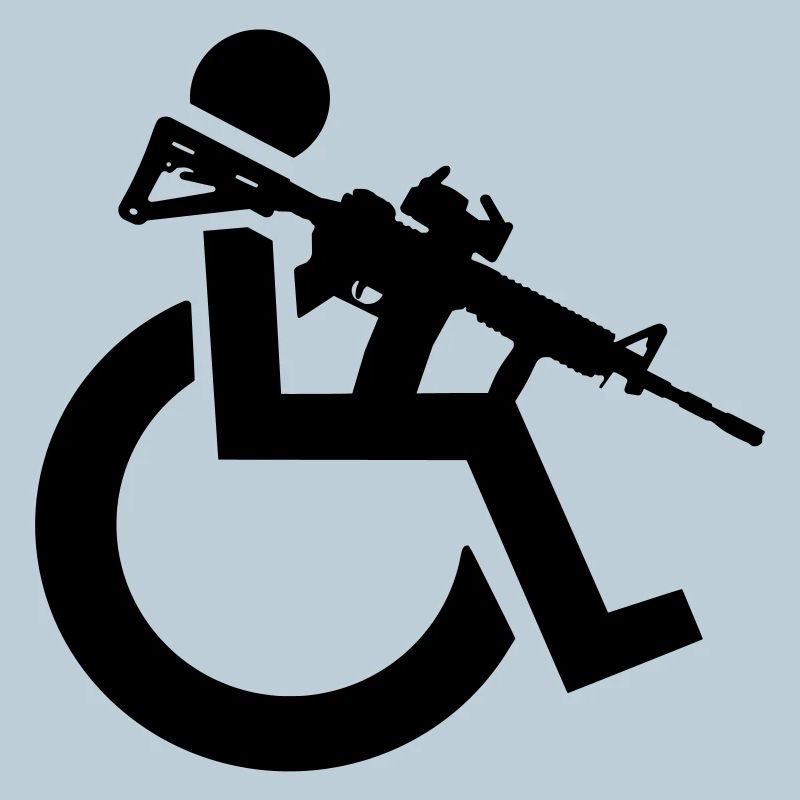 Bewaffneter Rollstuhlfahrer mit Gewehr, Waffe #
